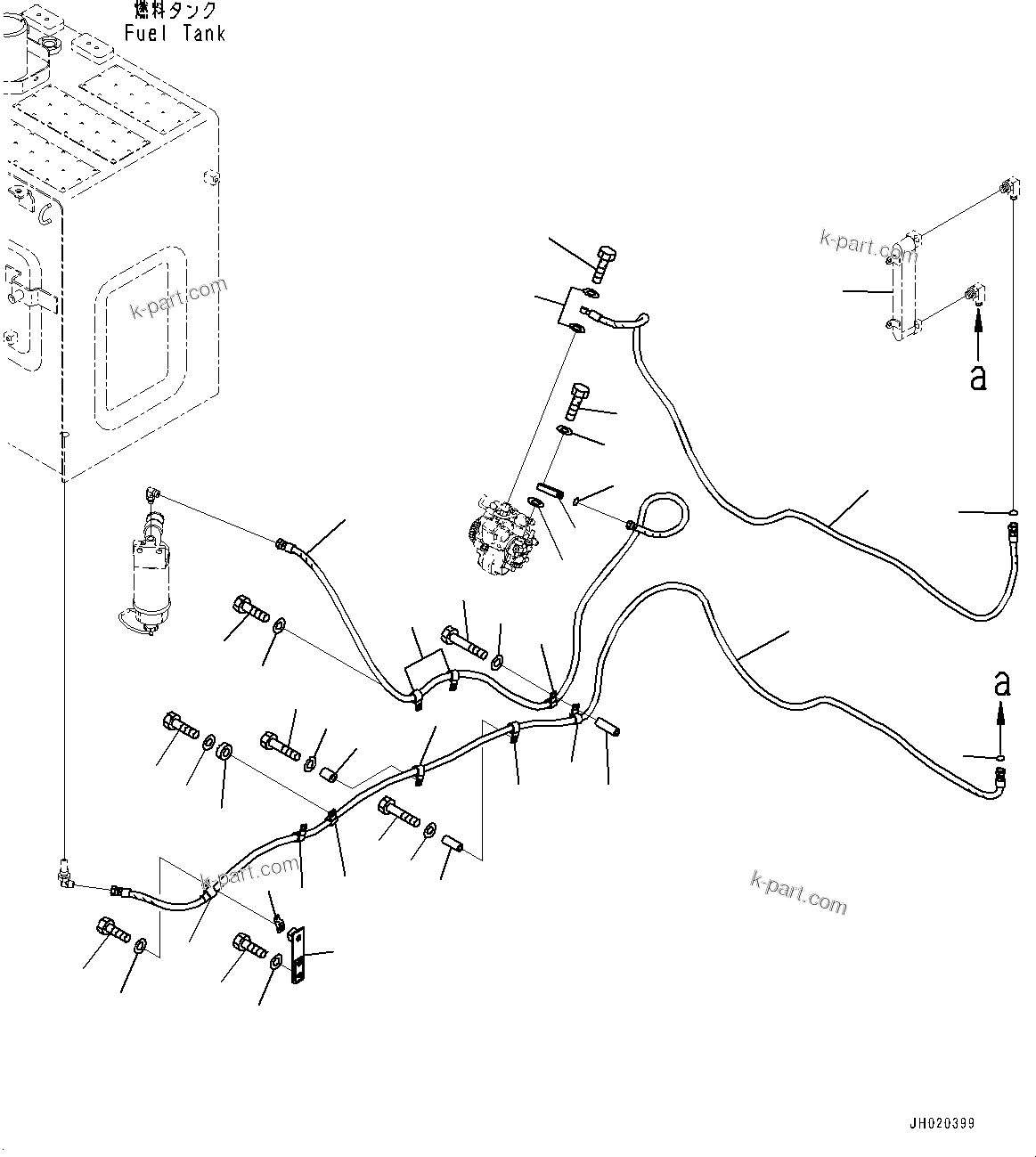 Komatsu parts book diagram for PC210LCI-11E0 S/N 600001-UP: FUEL PIPING, PIPING(#500470-)