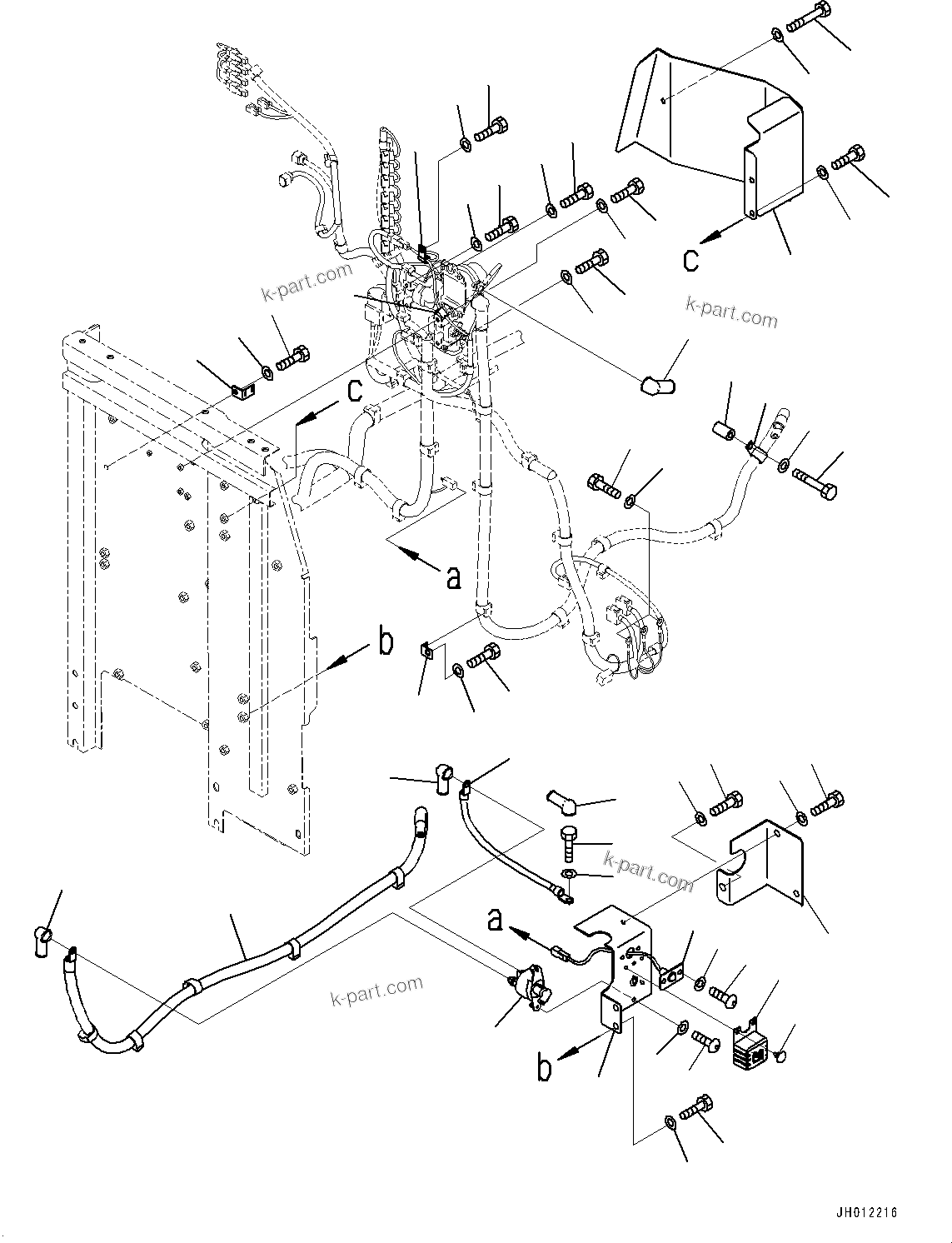 Komatsu parts book diagram for PC210LCI-11E0 S/N 600001-UP: ELECTRIC WIRING HARNESS, STARTING WIRING HARNESS CLAMP(#500470-)