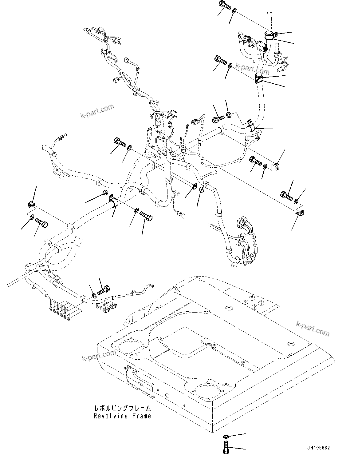 Komatsu parts book diagram for PC210LCI-11E0 S/N 600001-UP: ELECTRIC WIRING HARNESS, MAIN WIRING HARNESS CLAMP (1/6)(#500470-)