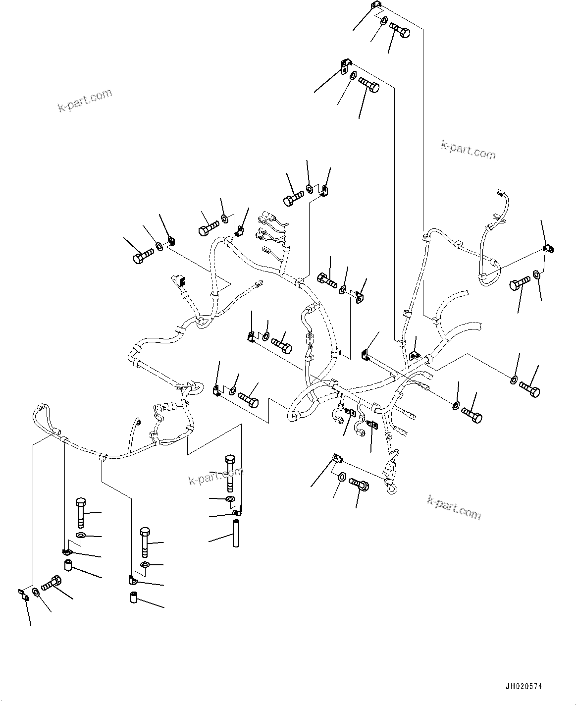 Komatsu parts book diagram for PC210LCI-11E0 S/N 600001-UP: ELECTRIC WIRING HARNESS, MAIN WIRING HARNESS CLAMP (3/6)(#500470-)