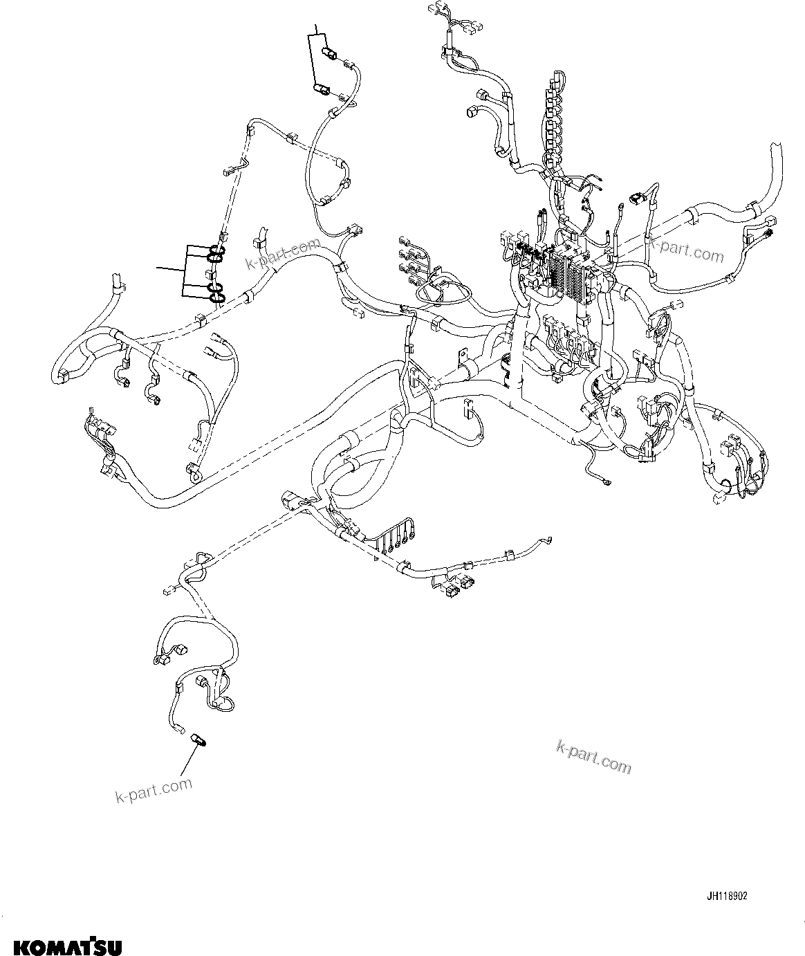 Komatsu parts book diagram for PC210LCI-11E0 S/N 600001-UP: ELECTRIC WIRING HARNESS, CONNECTOR(#500470-)