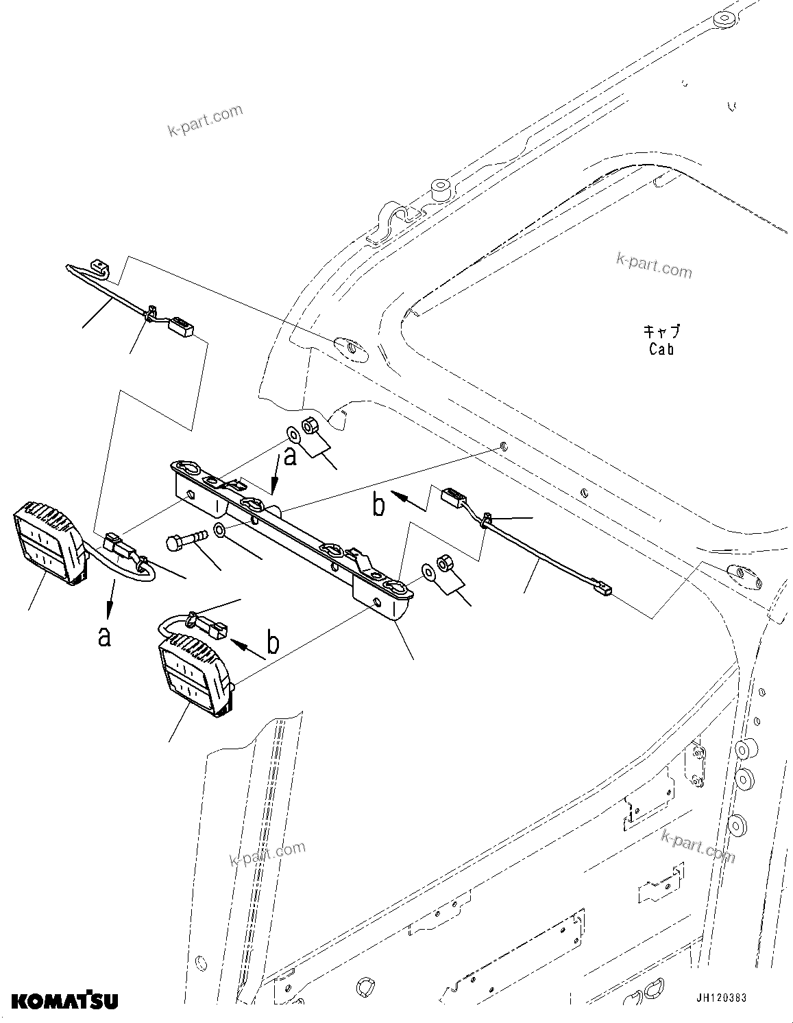 Komatsu parts book diagram for PC210LCI-11E0 S/N 600001-UP: ADDITIONAL WORKING LAMP, HEADLAMP(#600001-)