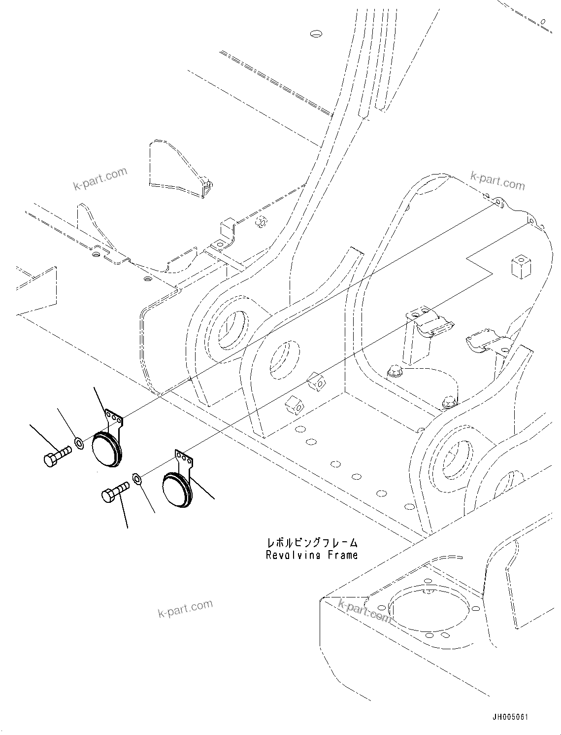 Komatsu parts book diagram for PC210LCI-11E0 S/N 600001-UP: HORN, (#500470-)