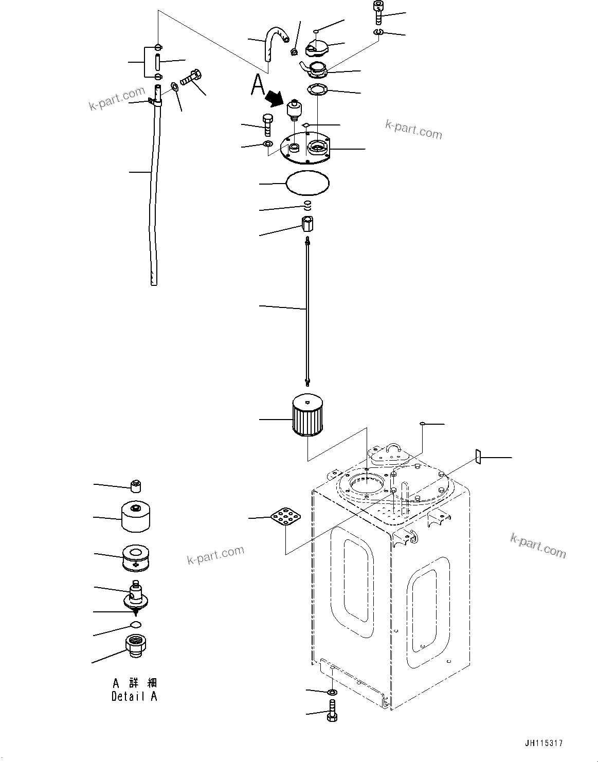 Komatsu parts book diagram for PC210LCI-11E0 S/N 600001-UP: HYDRAULIC TANK, BREATHER(#500470-)
