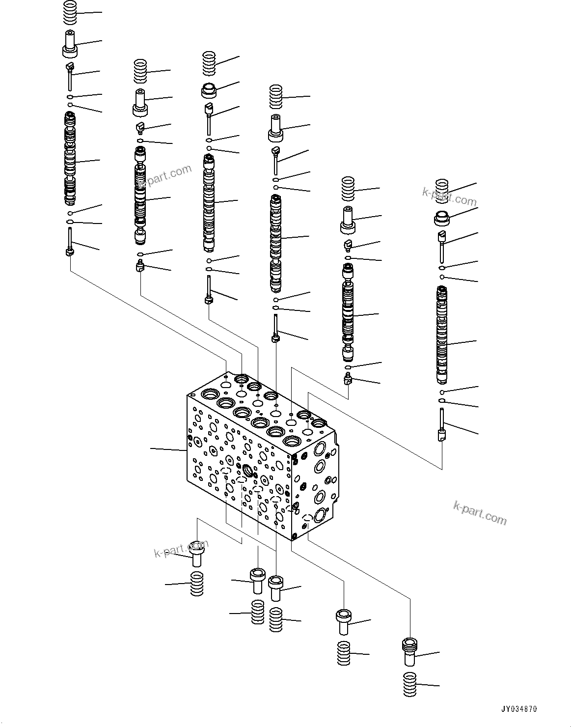 Komatsu parts book diagram for PC210LCI-11E0 S/N 600001-UP: CONTROL VALVE, 8-SPOOL (1/22)(#500470-)