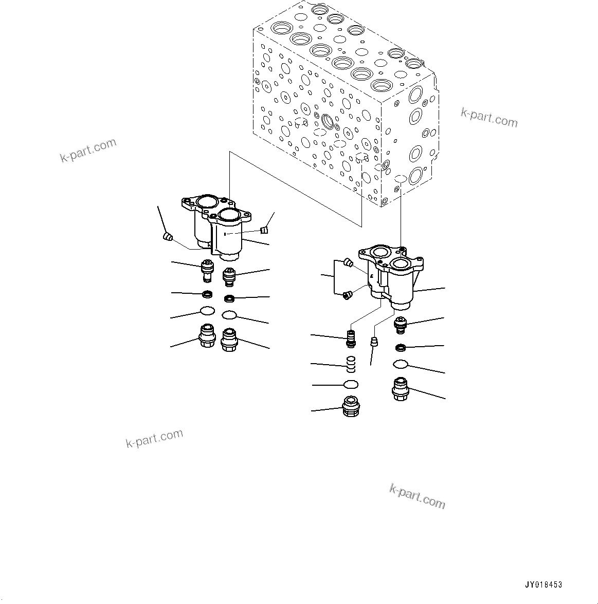 Komatsu parts book diagram for PC210LCI-11E0 S/N 600001-UP: CONTROL VALVE, 8-SPOOL (3/22)(#500470-)