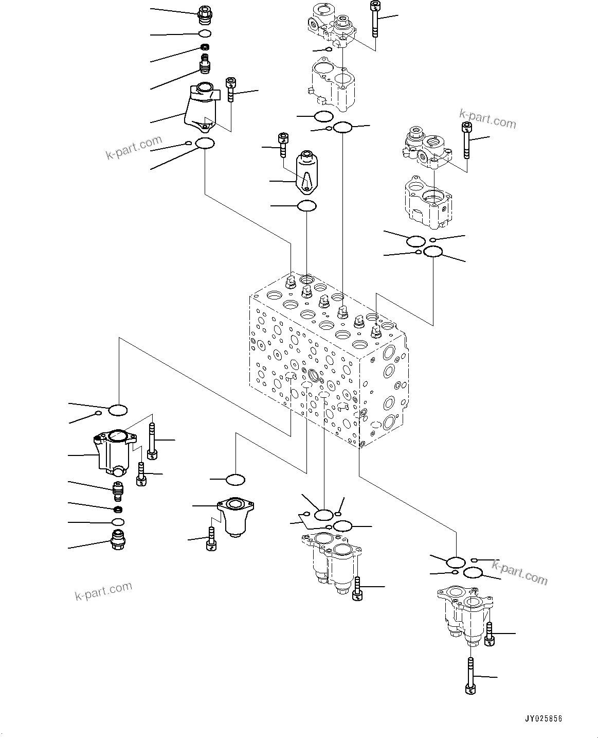 Komatsu parts book diagram for PC210LCI-11E0 S/N 600001-UP: CONTROL VALVE, 8-SPOOL (4/22)(#500470-)