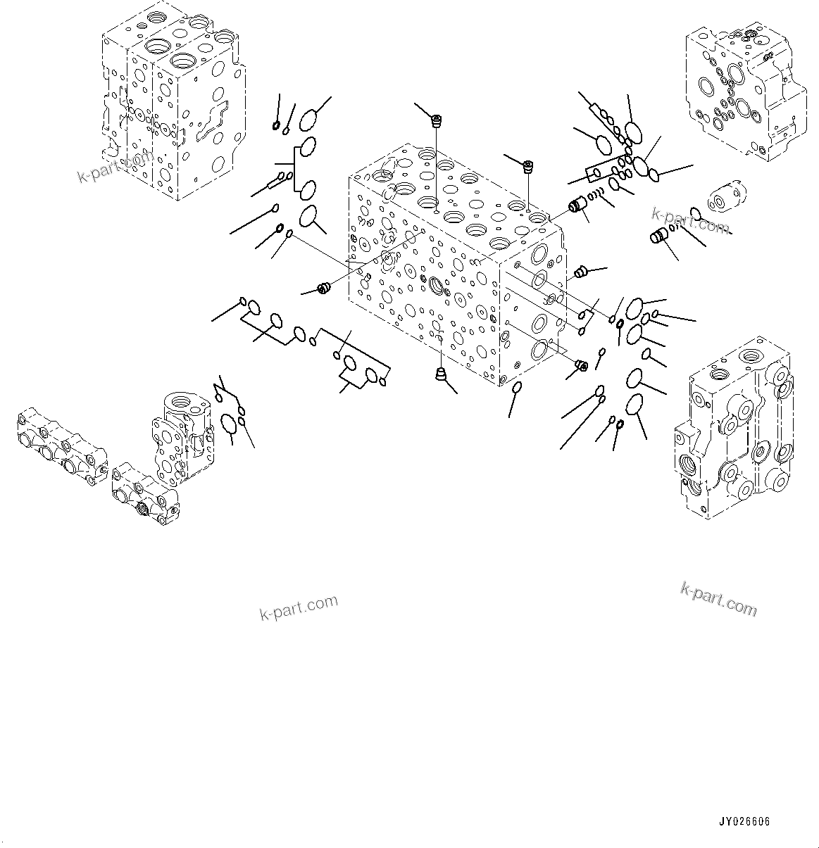 Komatsu parts book diagram for PC210LCI-11E0 S/N 600001-UP: CONTROL VALVE, 8-SPOOL (5/22)(#500470-)
