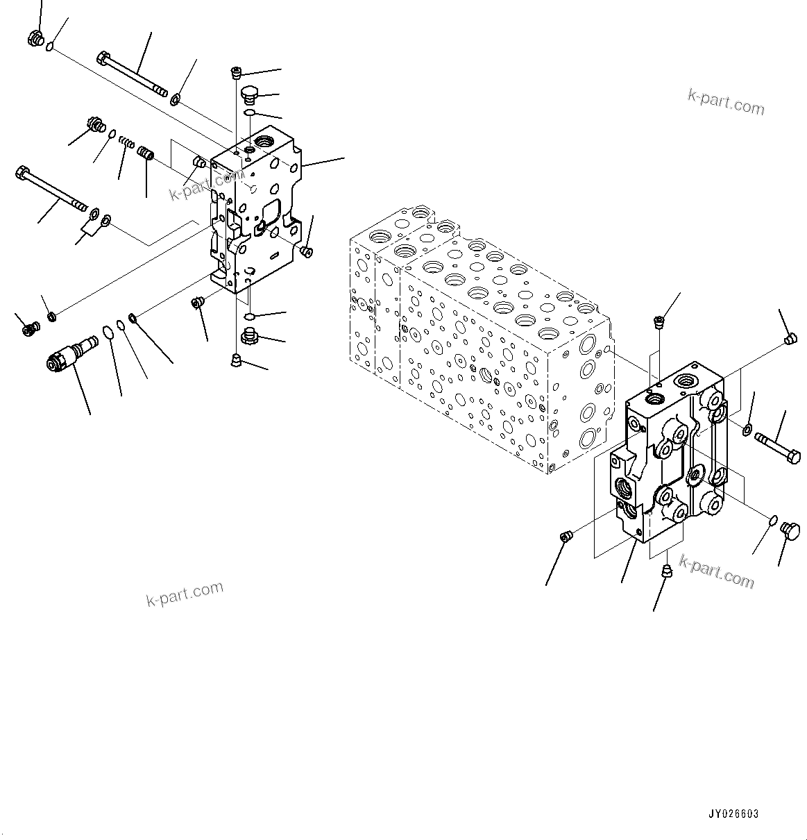 Komatsu parts book diagram for PC210LCI-11E0 S/N 600001-UP: CONTROL VALVE, 8-SPOOL (8/22)(#500470-)