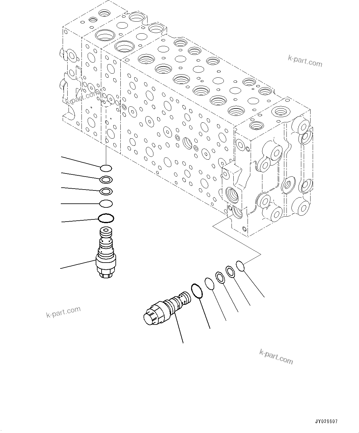 Komatsu parts book diagram for PC210LCI-11E0 S/N 600001-UP: CONTROL VALVE, 8-SPOOL (9/22)(#500470-)