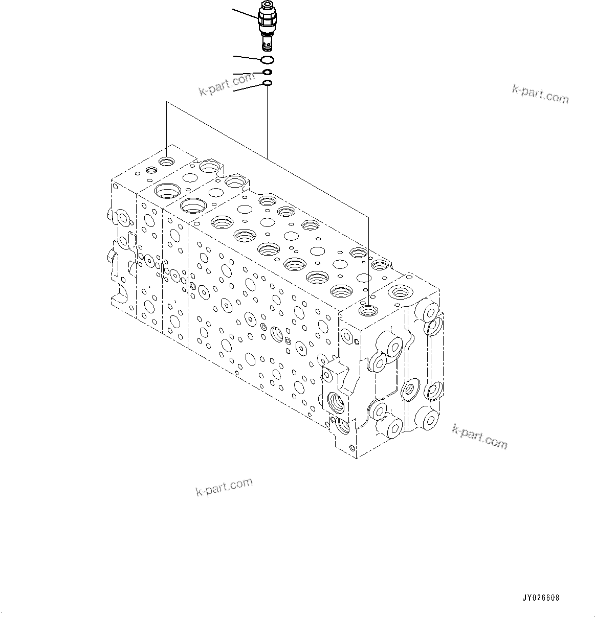 Komatsu parts book diagram for PC210LCI-11E0 S/N 600001-UP: CONTROL VALVE, 8-SPOOL (10/22)(#500470-)
