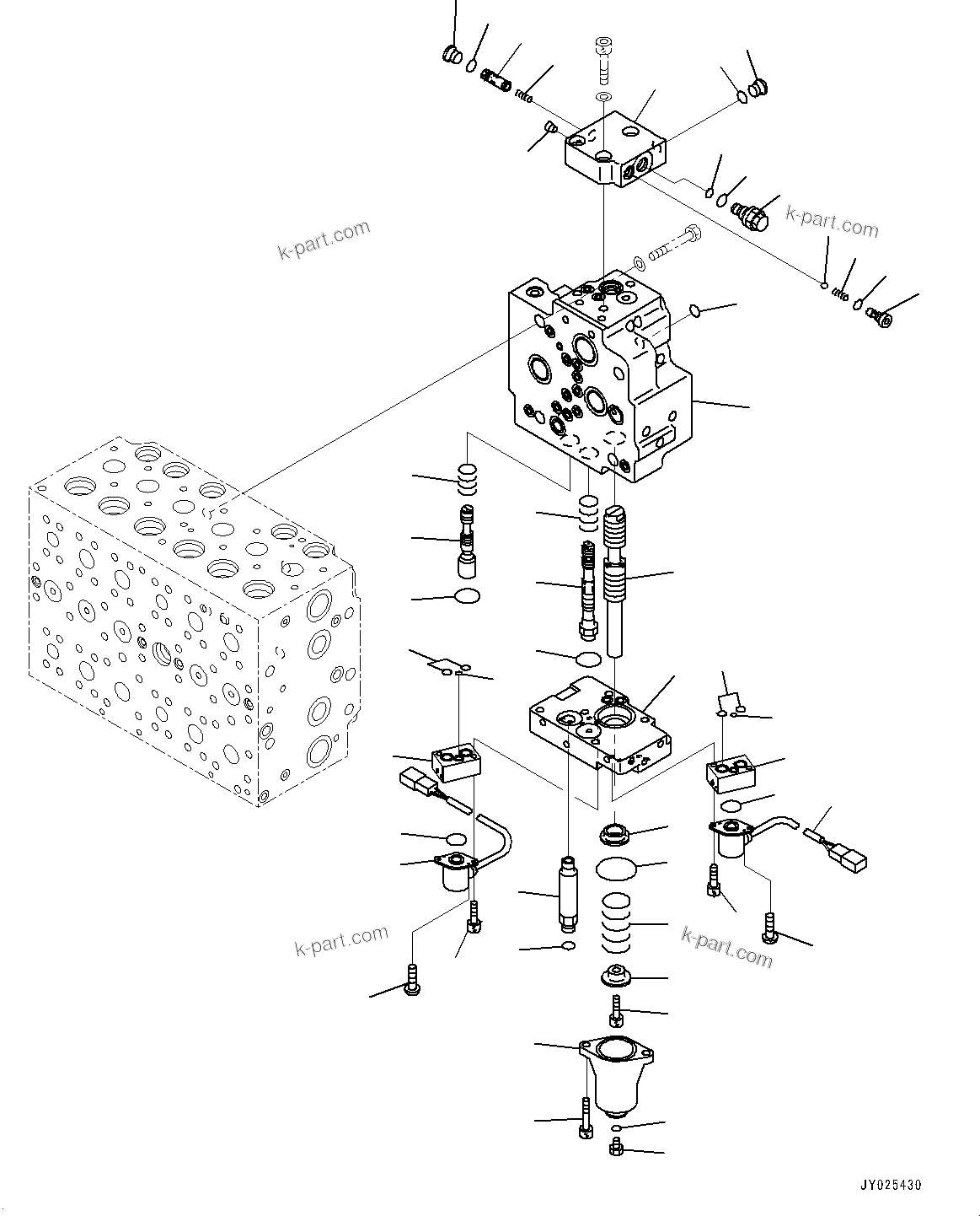 Komatsu parts book diagram for PC210LCI-11E0 S/N 600001-UP: CONTROL VALVE, 8-SPOOL (14/22)(#500470-)
