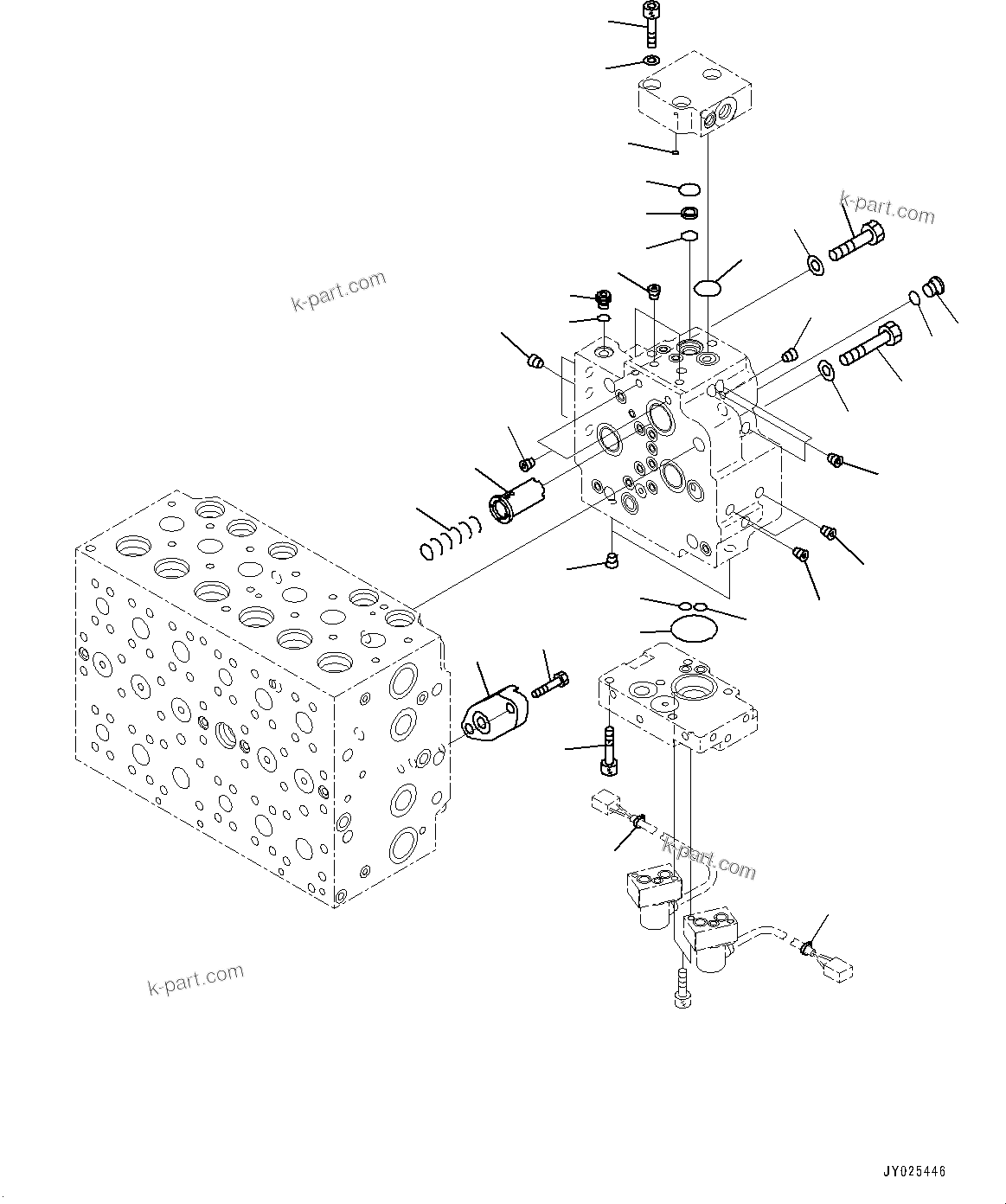 Komatsu parts book diagram for PC210LCI-11E0 S/N 600001-UP: CONTROL VALVE, 8-SPOOL (15/22)(#500470-)