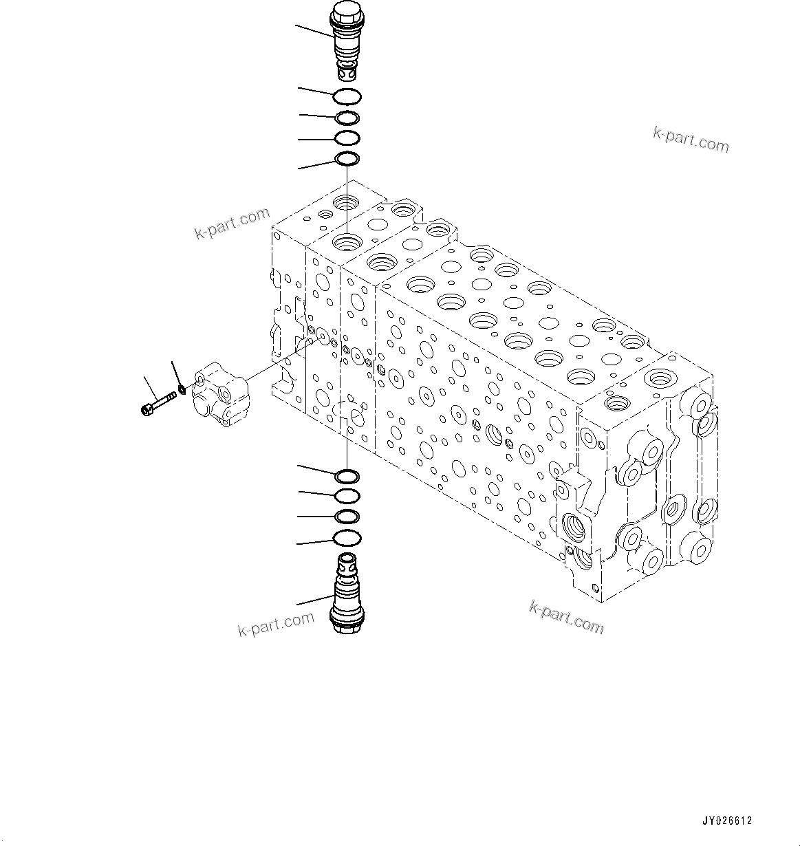 Komatsu parts book diagram for PC210LCI-11E0 S/N 600001-UP: CONTROL VALVE, 8-SPOOL (20/22)(#500470-)