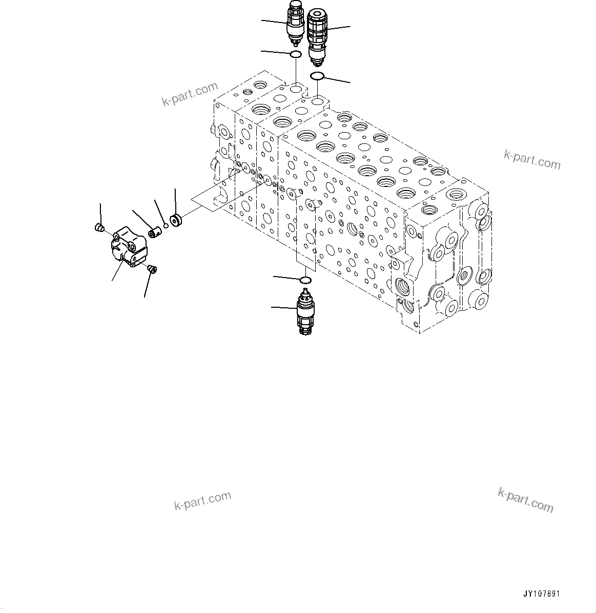 Komatsu parts book diagram for PC210LCI-11E0 S/N 600001-UP: CONTROL VALVE, 8-SPOOL (21/22)(#500470-)