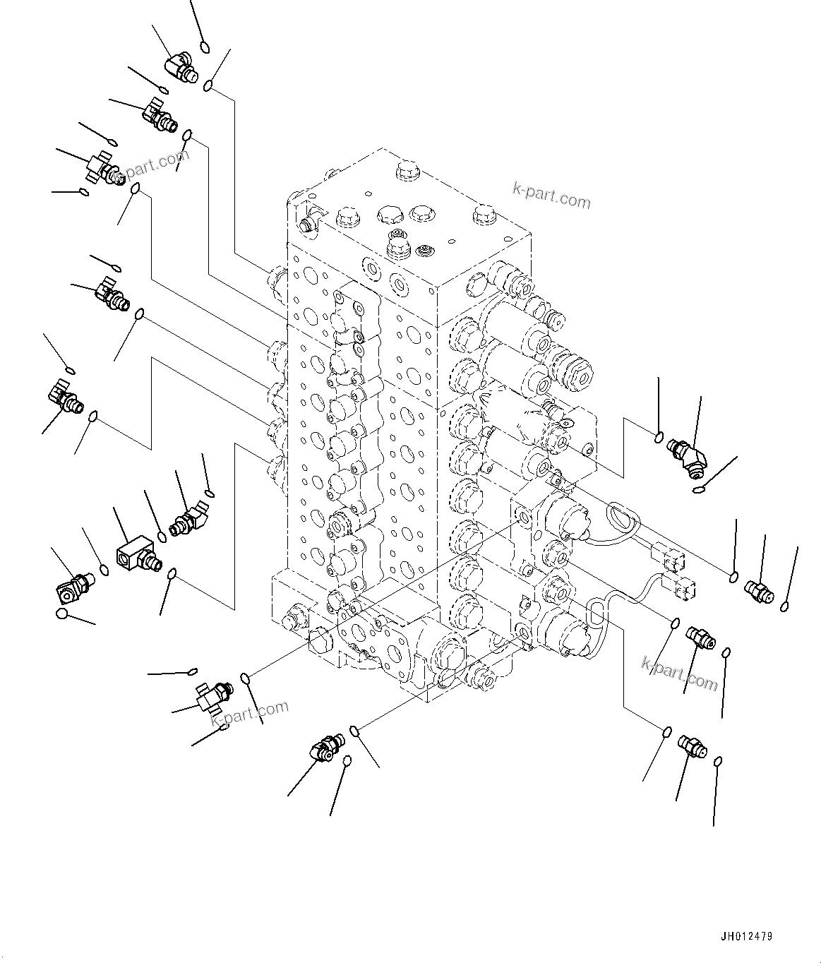 Komatsu parts book diagram for PC210LCI-11E0 S/N 600001-UP: CONTROL VALVE, CONNECTING PARTS (2/3)(#500470-)