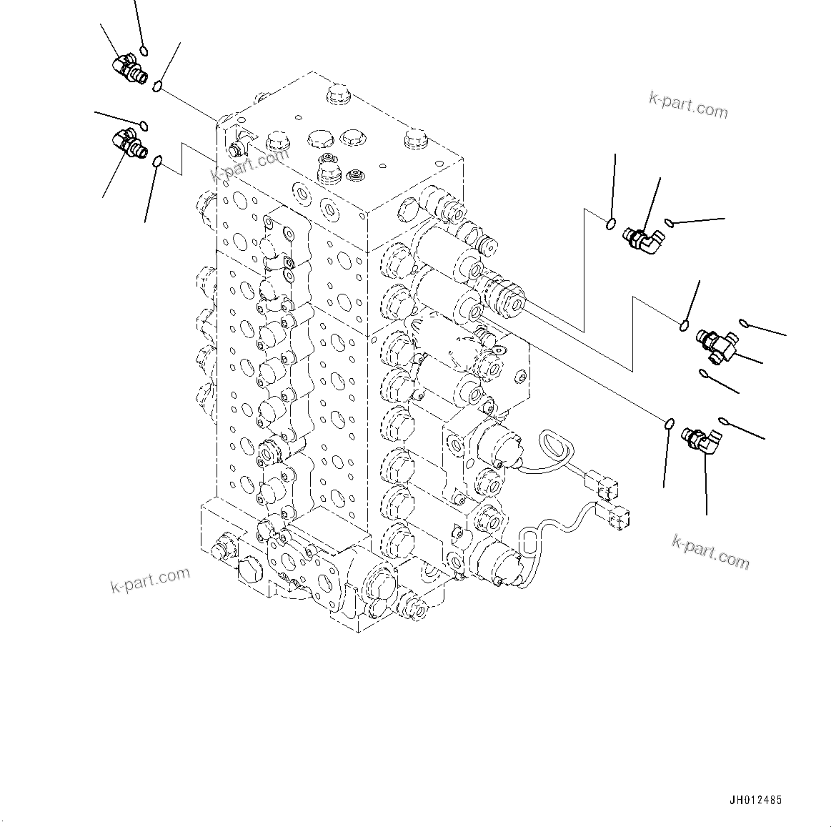 Komatsu parts book diagram for PC210LCI-11E0 S/N 600001-UP: CONTROL VALVE, CONNECTING PARTS (3/3)(#500470-)