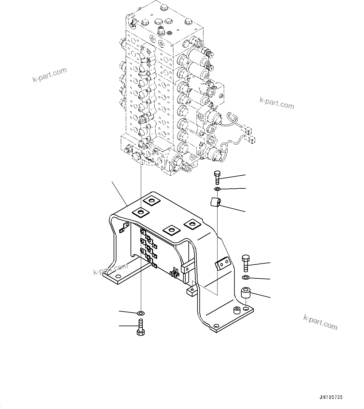 Komatsu parts book diagram for PC210LCI-11E0 S/N 600001-UP: CONTROL VALVE, VALVE BRACKET AND SENSOR(#500470-)