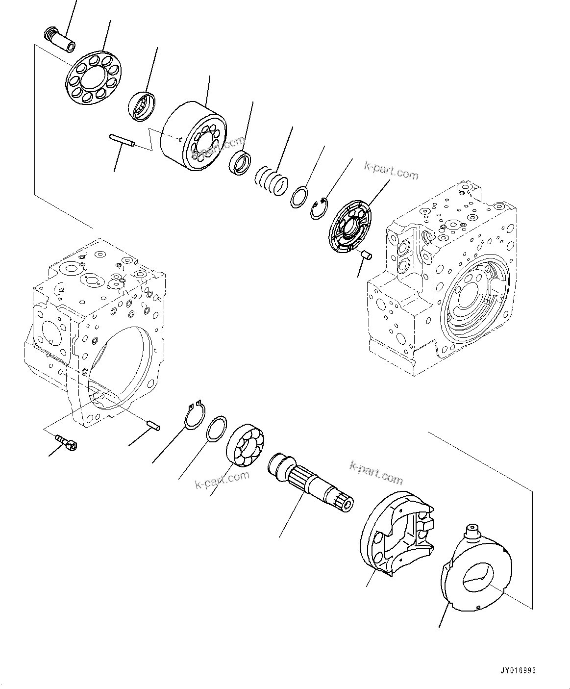 Komatsu parts book diagram for PC210LCI-11E0 S/N 600001-UP: HYDRAULIC PUMP, PISTON PUMP (7/12)(#500470-)