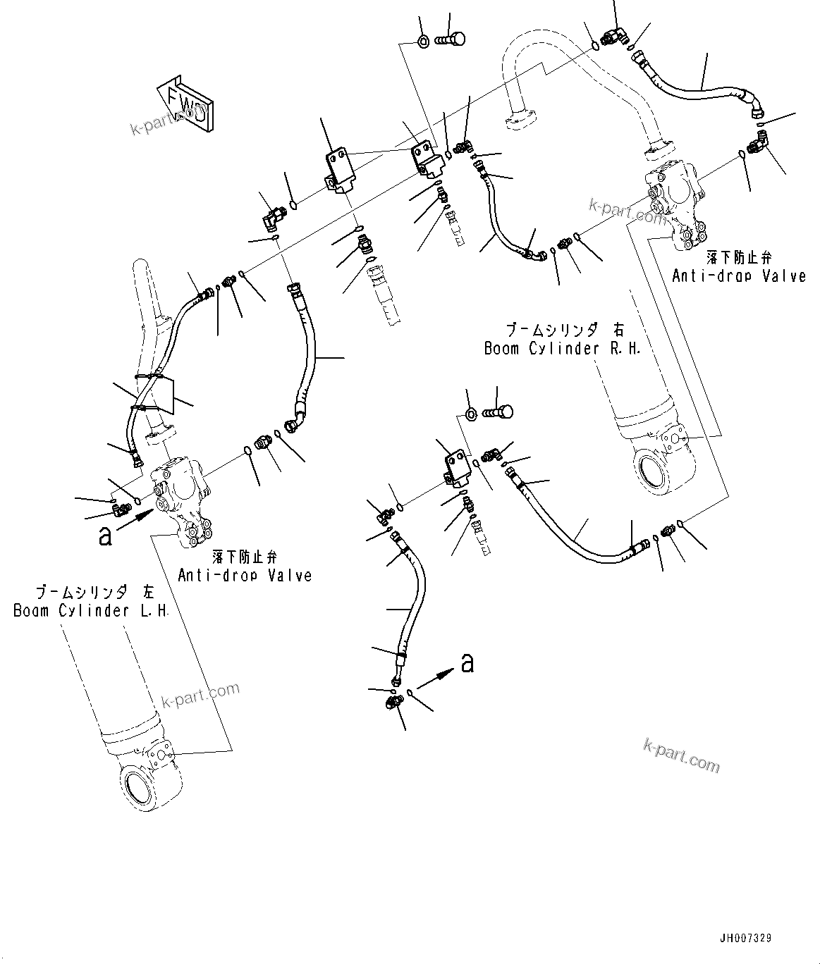 Komatsu parts book diagram for PC210LCI-11E0 S/N 600001-UP: ANTI-DROP VALVE PIPING, RELATED PARTS(#500470-)