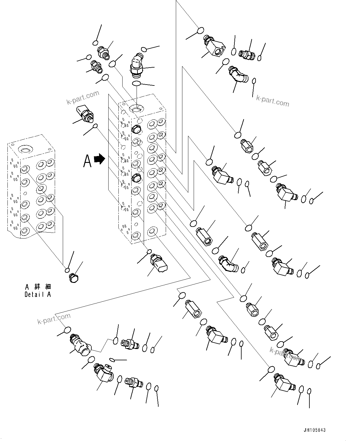 Komatsu parts book diagram for PC210LCI-11E0 S/N 600001-UP: PRESSURE SWITCH BLOCK, CONNECTING PARTS (2/4)(#500470-)