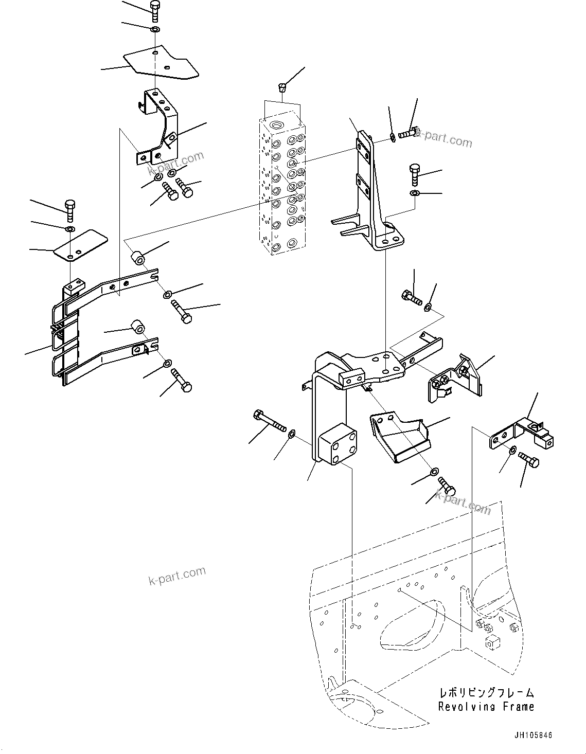 Komatsu parts book diagram for PC210LCI-11E0 S/N 600001-UP: PRESSURE SWITCH BLOCK, MOUNTING BRACKET(#500470-)