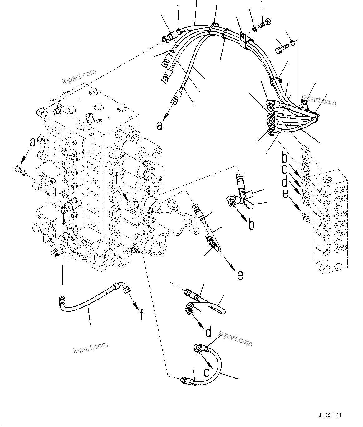 Komatsu parts book diagram for PC210LCI-11E0 S/N 600001-UP: PROPORTIONAL PRESSURE CONTROL (PPC) MAIN PIPING, (#500470-)