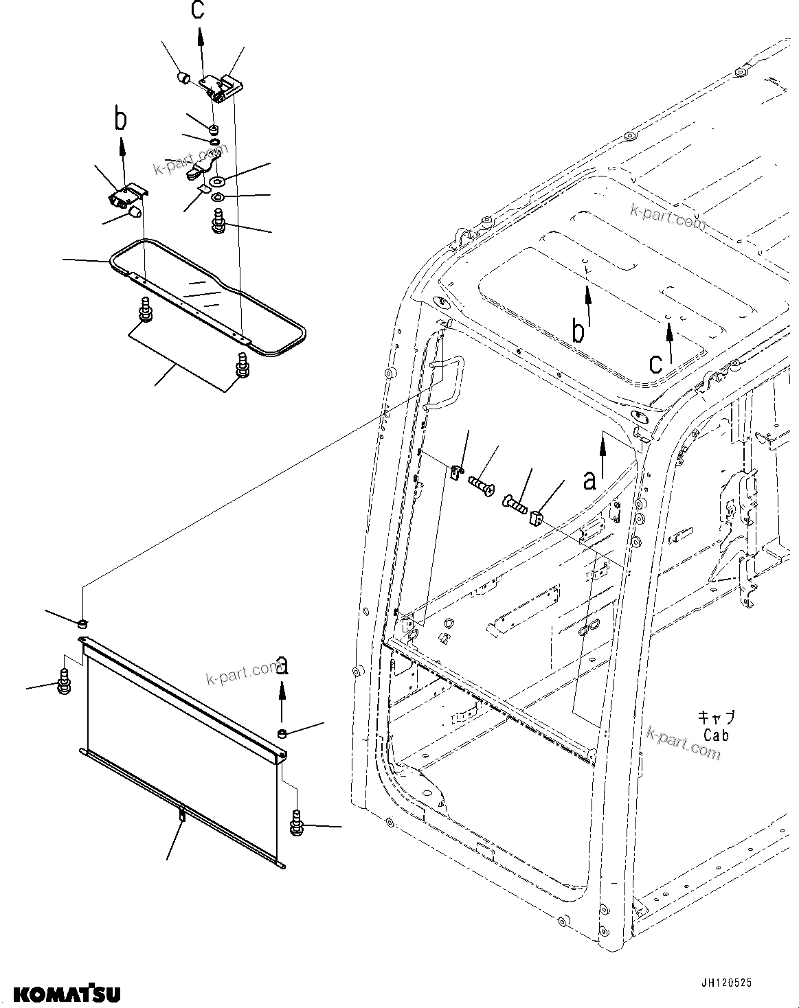 Komatsu parts book diagram for PC210LCI-11E0 S/N 600001-UP: ROLLER SHADES, FRONT(#500470-)
