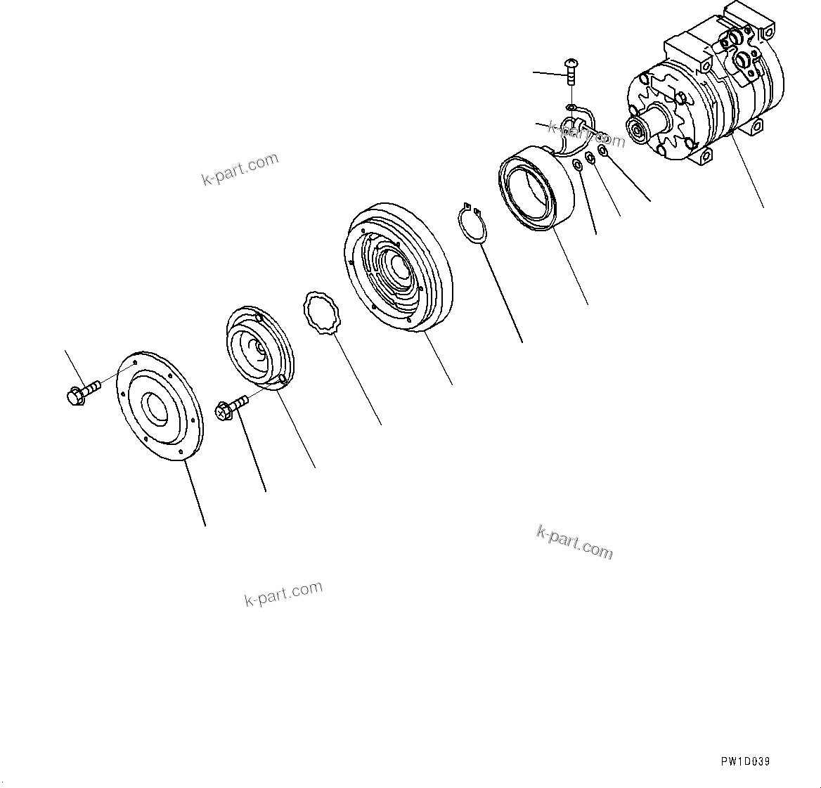 Komatsu parts book diagram for PC210LCI-11E0 S/N 600001-UP: AIR CONDITIONER, COMPRESSOR(#508570-)