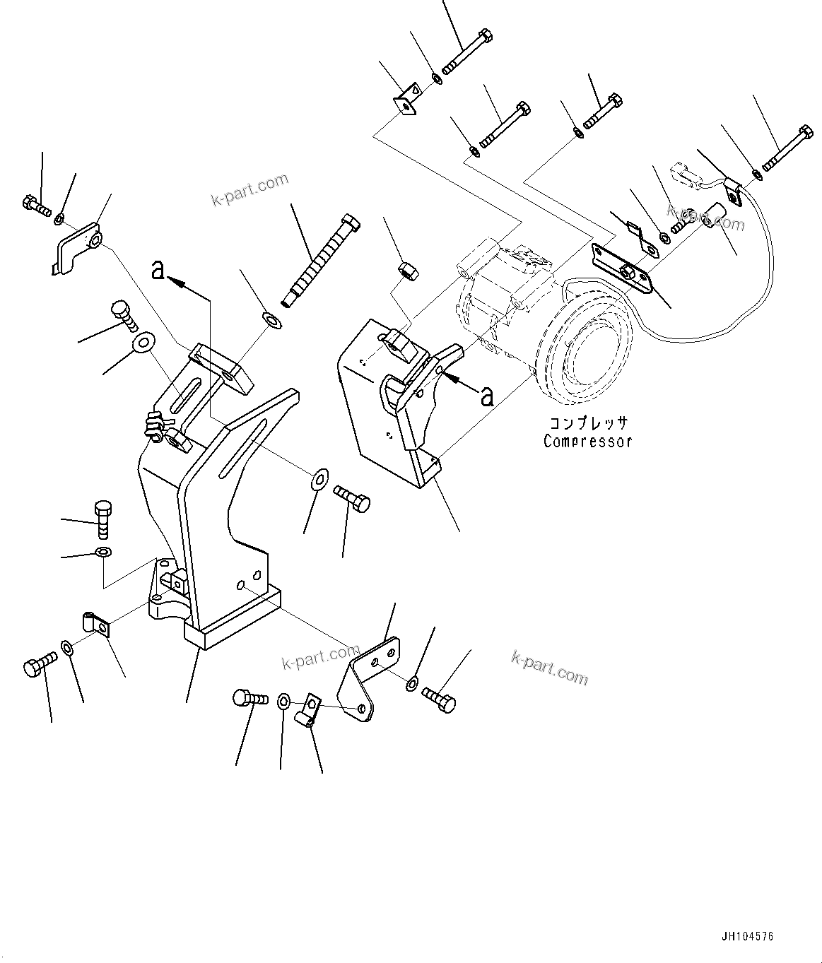 Komatsu parts book diagram for PC210LCI-11E0 S/N 600001-UP: AIR CONDITIONER, COMPRESSOR MOUNTING(#508570-)