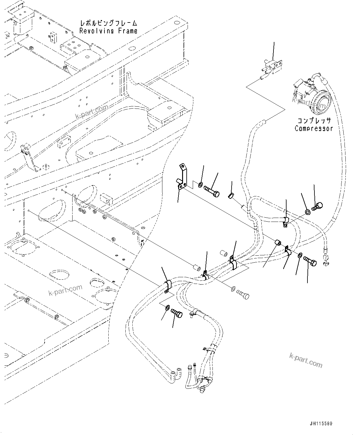 Komatsu parts book diagram for PC210LCI-11E0 S/N 600001-UP: AIR CONDITIONER, HEATER PIPING(#508570-)