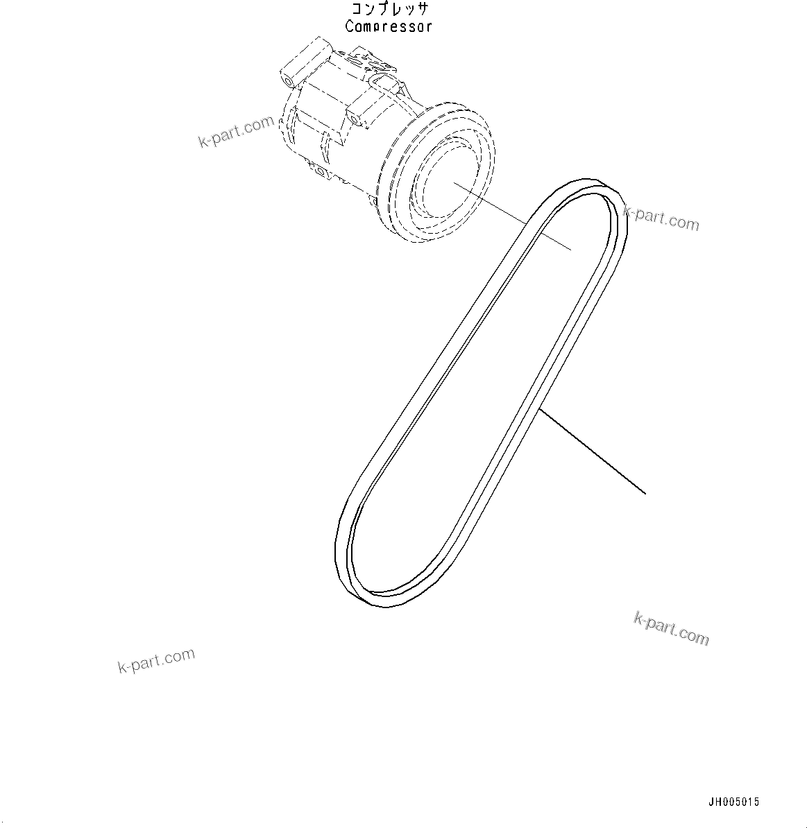 Komatsu parts book diagram for PC210LCI-11E0 S/N 600001-UP: AIR CONDITIONER, V-BELT(#508570-)
