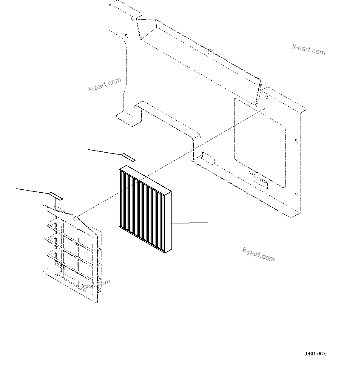 Komatsu parts book diagram for PC210LCI-11E0 S/N 600001-UP: HIGH-EFFICIENCY AIR CONDITIONER RECIRCULATION AIR FILTER, (#500470-)