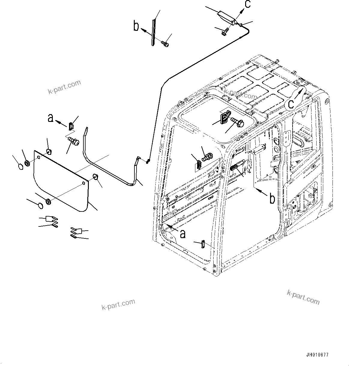 Komatsu parts book diagram for PC210LCI-11E0 S/N 600001-UP: CAB, FRONT LOWER WINDOW(#600001-)