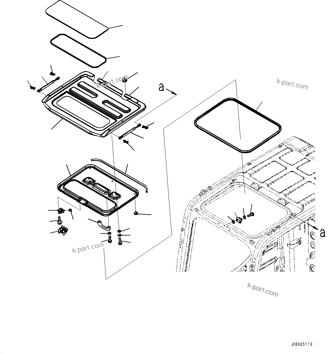 Komatsu parts book diagram for PC210LCI-11E0 S/N 600001-UP: CAB, ROOF VENTILATOR(#600001-)