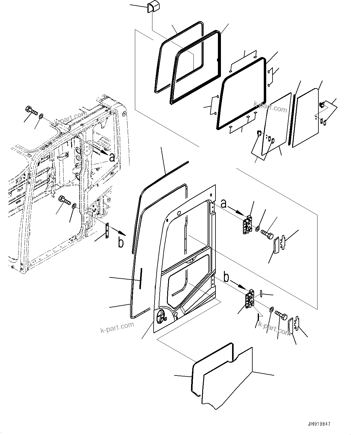 Komatsu parts book diagram for PC210LCI-11E0 S/N 600001-UP: CAB, DOOR(#600001-)