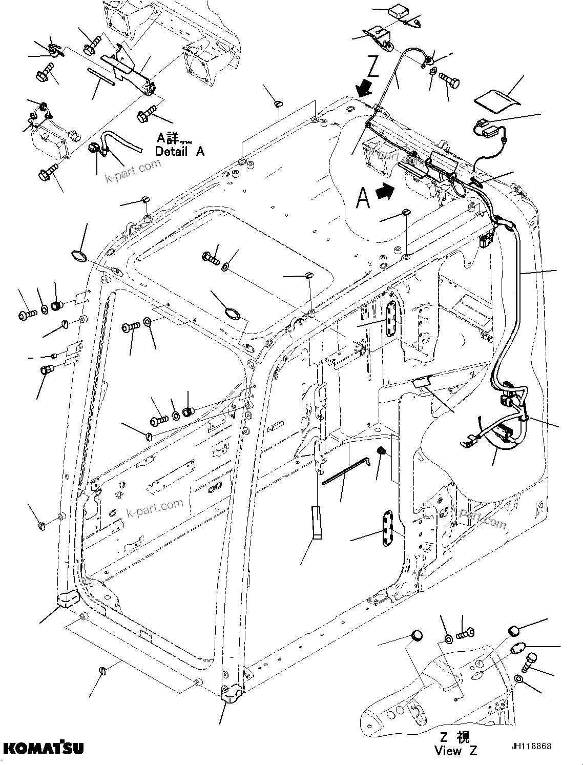 Komatsu parts book diagram for PC210LCI-11E0 S/N 600001-UP: CAB, GATEWAY FUNCTION CONTROLLER ANTENNA(#600001-)