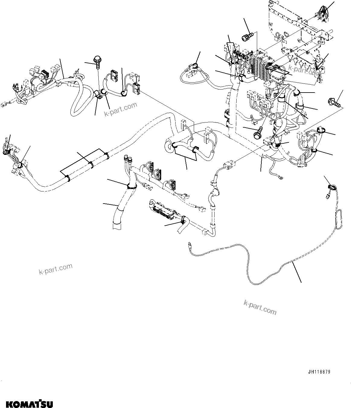 Komatsu parts book diagram for PC210LCI-11E0 S/N 600001-UP: CAB, CAB IN PARTS, MAIN WIRING HARNESS CLAMP(#600001-)