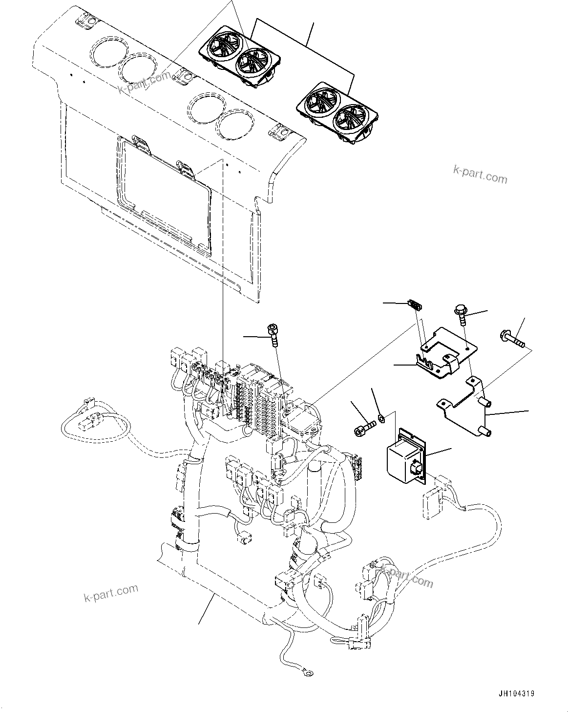 Komatsu parts book diagram for PC210LCI-11E0 S/N 600001-UP: CAB, CAB IN PARTS, REAR COVER(#600001-)