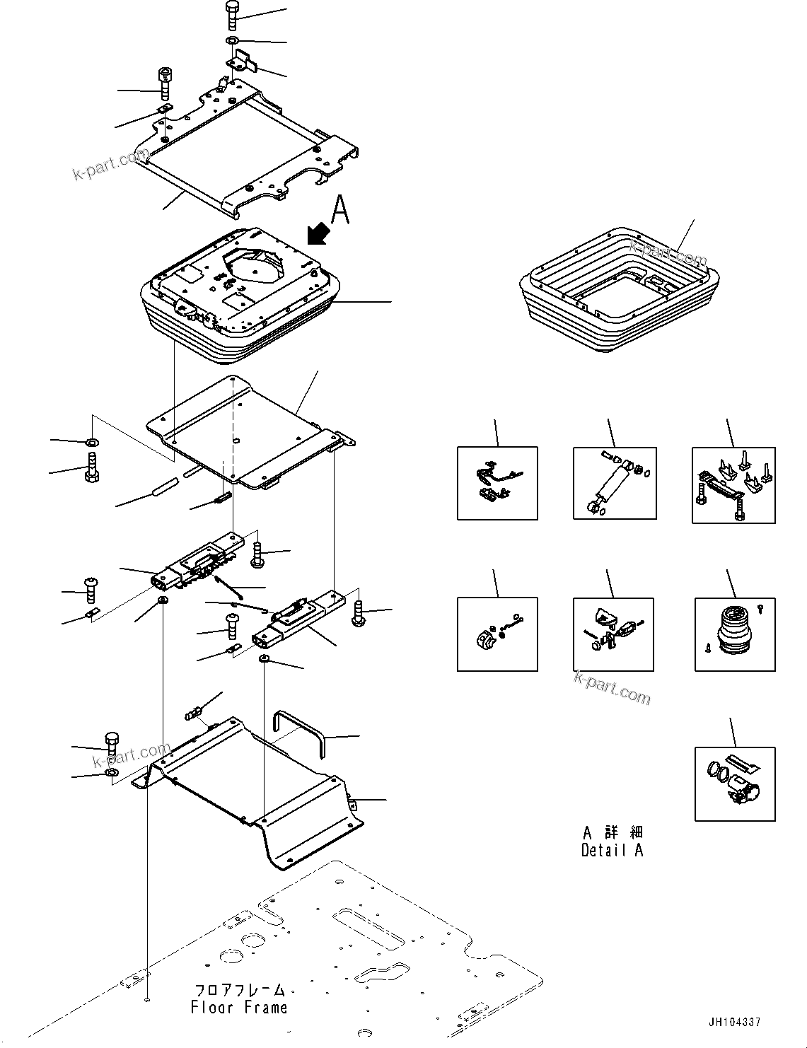 Komatsu parts book diagram for PC210LCI-11E0 S/N 600001-UP: CAB, FLOOR, BASE(#600001-)