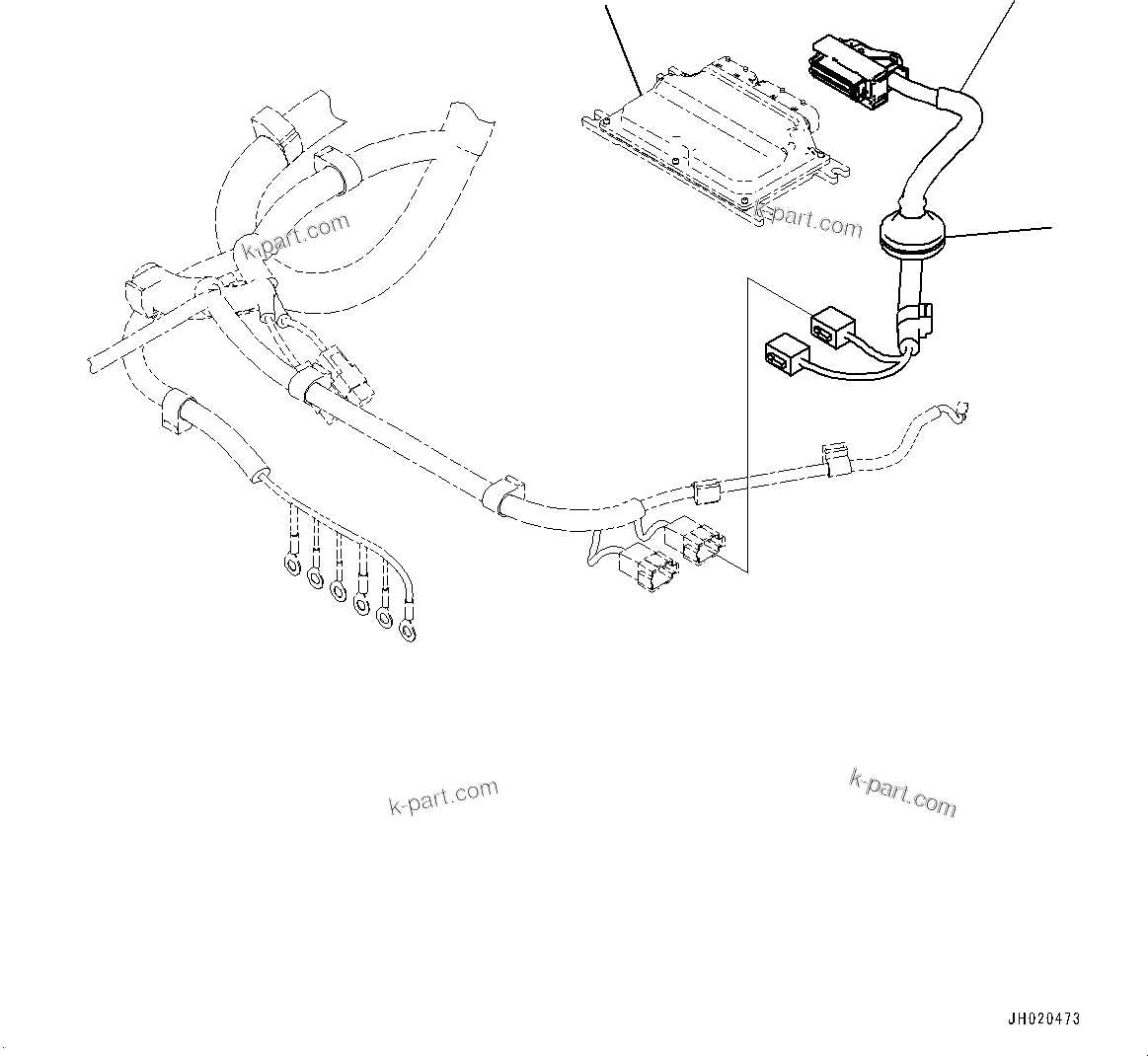 Komatsu parts book diagram for PC210LCI-11E0 S/N 600001-UP: CAB, FLOOR, KOMVISION HARNESS(#600001-)