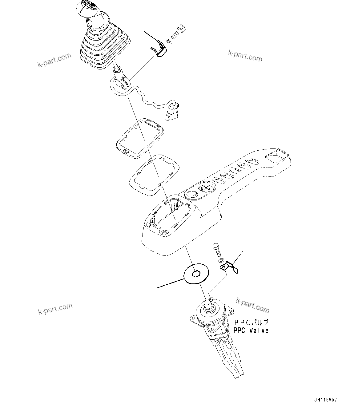 Komatsu parts book diagram for PC210LCI-11E0 S/N 600001-UP: CAB, FLOOR, WORK EQUIPMENT CONTROL LEVER RELATED PARTS, R.H.(#600001-)