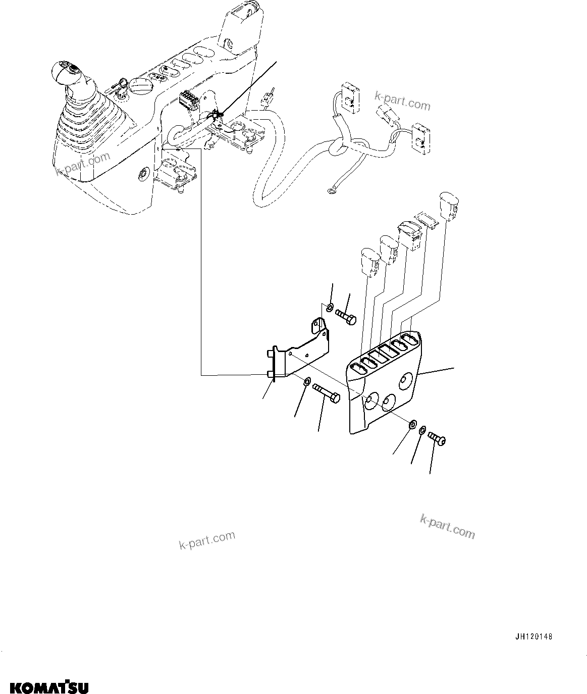 Komatsu parts book diagram for PC210LCI-11E0 S/N 600001-UP: CAB, FLOOR, SWITCH(#600001-)