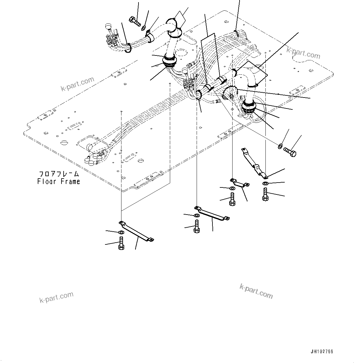 Komatsu parts book diagram for PC210LCI-11E0 S/N 600001-UP: CAB, FLOOR, PIPING MOUNTING(#600001-)
