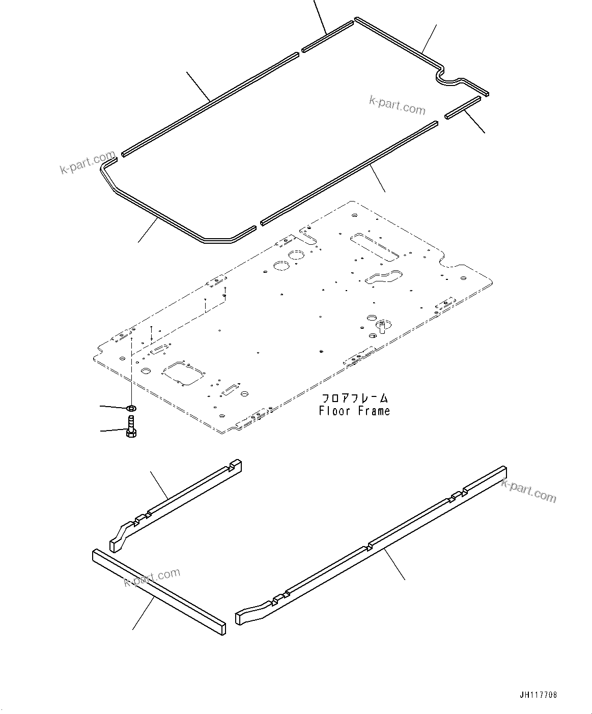 Komatsu parts book diagram for PC210LCI-11E0 S/N 600001-UP: CAB, FLOOR, SEAL(#600001-)