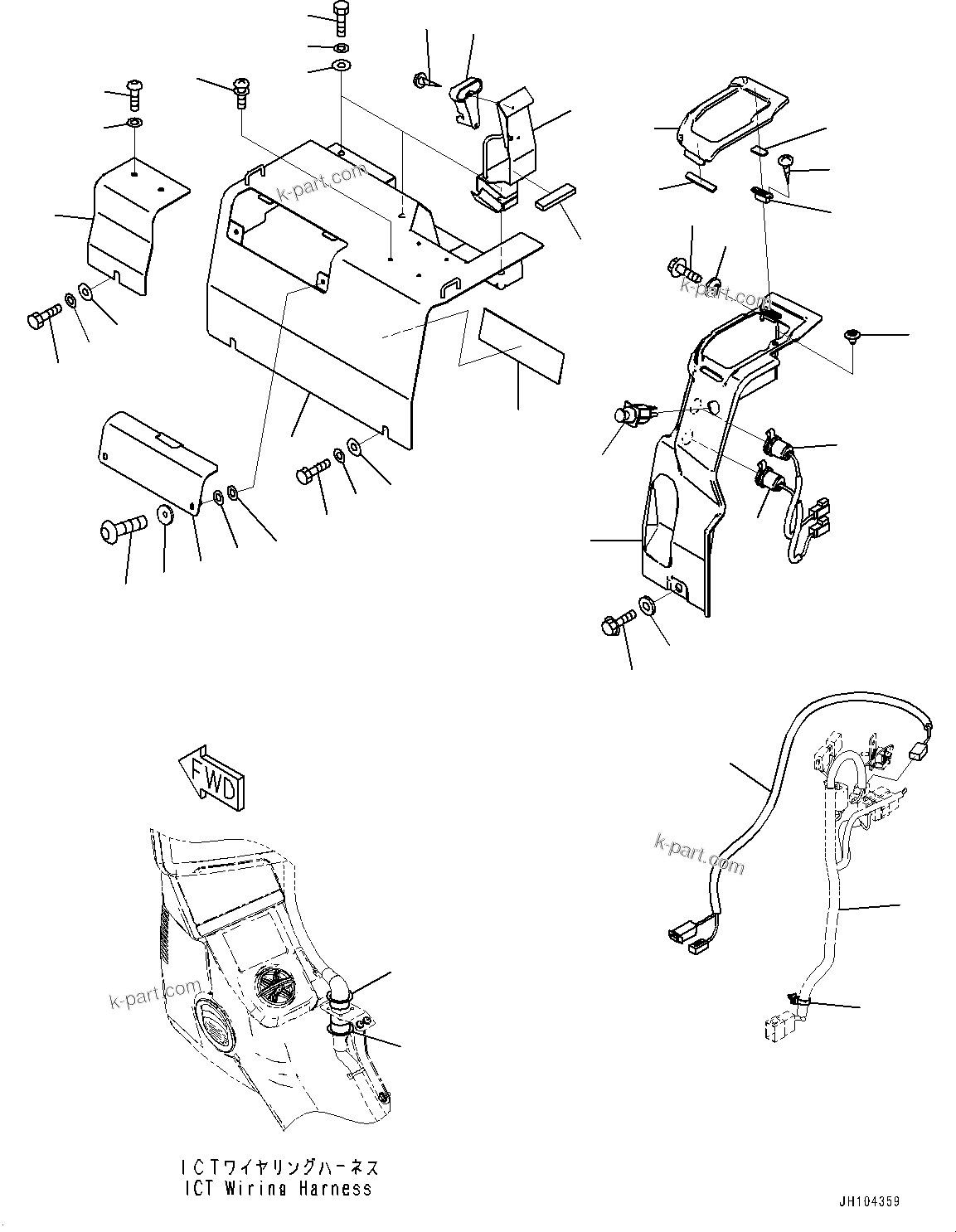 Komatsu parts book diagram for PC210LCI-11E0 S/N 600001-UP: CAB, REAR COVER, COOL BOX(#600001-)