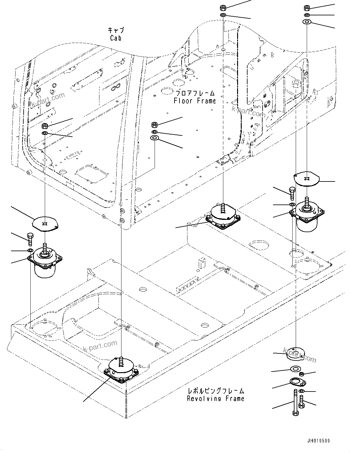 Komatsu parts book diagram for PC210LCI-11E0 S/N 600001-UP: FLOOR MOUNTING, (#500470-)