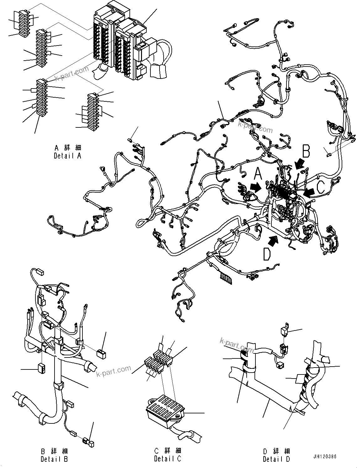 Komatsu parts book diagram for PC210LCI-11E0 S/N 600001-UP: WIRING HARNESS, (#600001-)