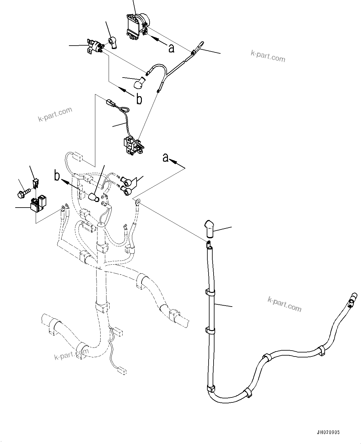 Komatsu parts book diagram for PC210LCI-11E0 S/N 600001-UP: WIRING HARNESS, BATTERY CABLE(#600001-)