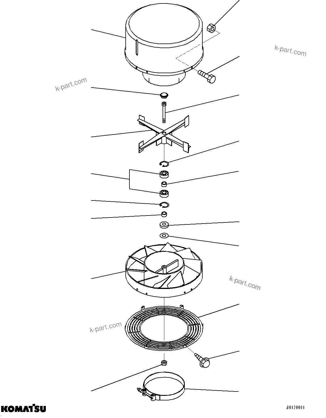 Komatsu parts book diagram for PC210LCI-11E0 S/N 600001-UP: SIDE COVER L.H., INNER PARTS, PRE-CLEANER(#510419-)